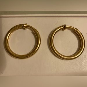Gold 25 mm Clip on Hoops No Piercing Earring . Simple Clip on Earrings Stainless